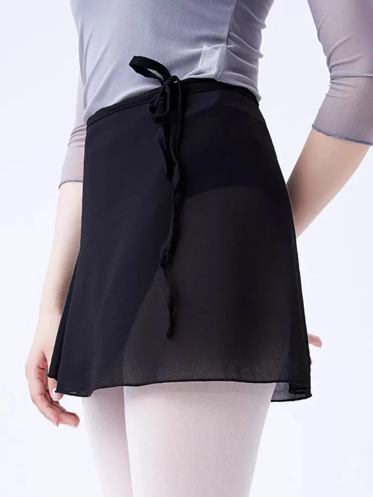 Solid Color Chiffon High Waist Tie Waist Skirt for Ballet Dance, Stage Performance, Modern Practice Flowing Lightweight Design