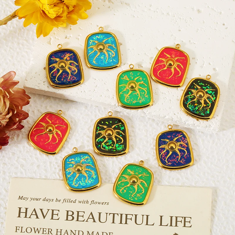 

2pcs Stainless Steel Gold Plated Oil Dripping Octopus Charms Jewelry Supplies for Women Earrings Necklace Jewelry Making Pendant