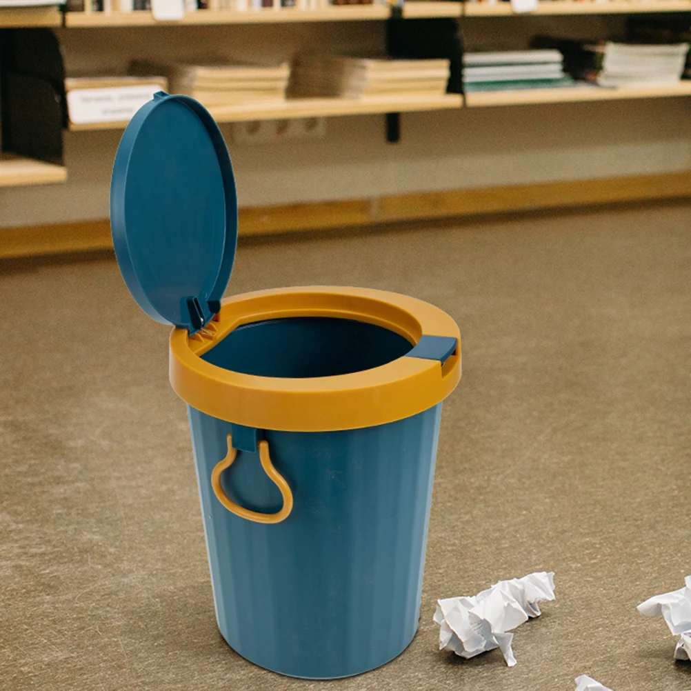 

Garbage Can with Lid PP Material Compact Design for Bathroom Bedroom Kitchen Office Multi-Function Household Trash Bin Plastic