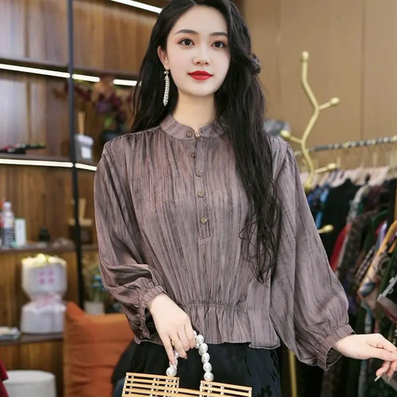 春夏新作おしゃれな気質シャツ スプライシング万能ファッション高級長袖トップス