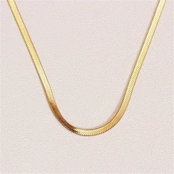 2022 High Quality Flat Snake Chain Necklace Punk Gold Silver Color Stainless Steel Neck Choker Chains For Women Jewelry Gift