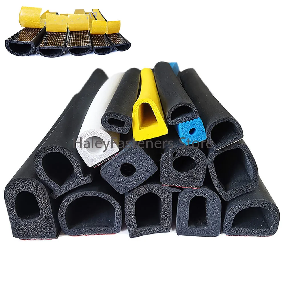 1/3/5M D-Shape Door Windows Sealing Strip Epdm Foam Self-Adhesive Car Door Noise Insulation Waterproof Anti-Dust Weatherstrip