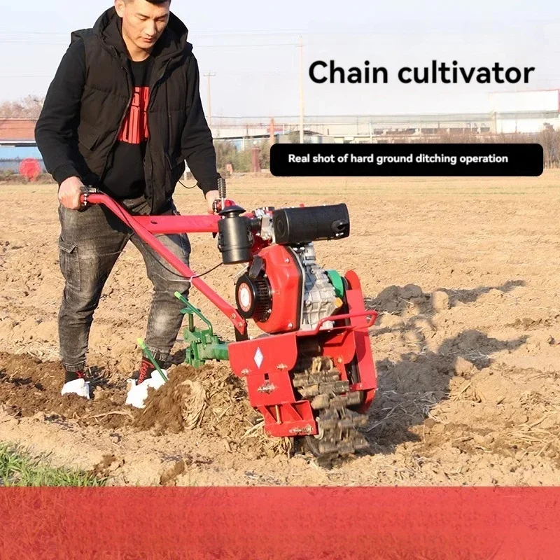 Chain Track Type Micro Tillage Machine Crawler Machine One-wheel Plow Machine Half Plow Land Trencher Fertilization Tiller