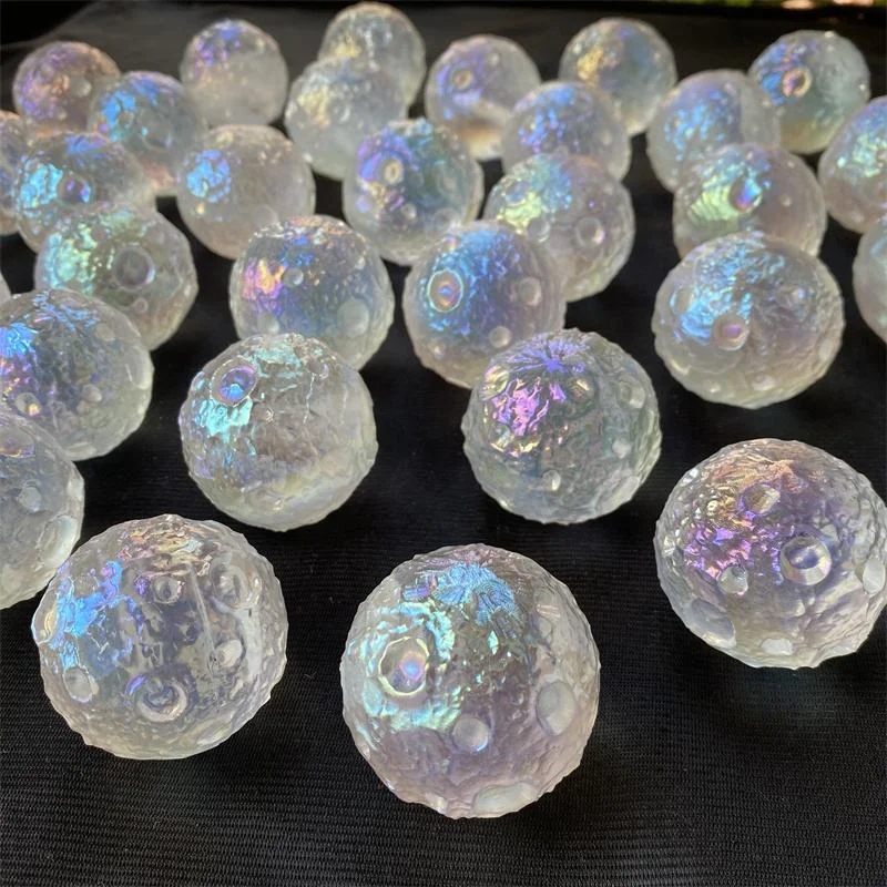 40mm Angel Aura Healing Quartz Crystal Moon Ball Smelting Stone Moon Sphere Carving