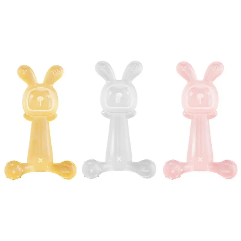 Baby rabbit teether Music Rattles Animal Crochet Rattle Rabbit Shaped Silicone Kids Teething Toys Relieve Teething Discomfort