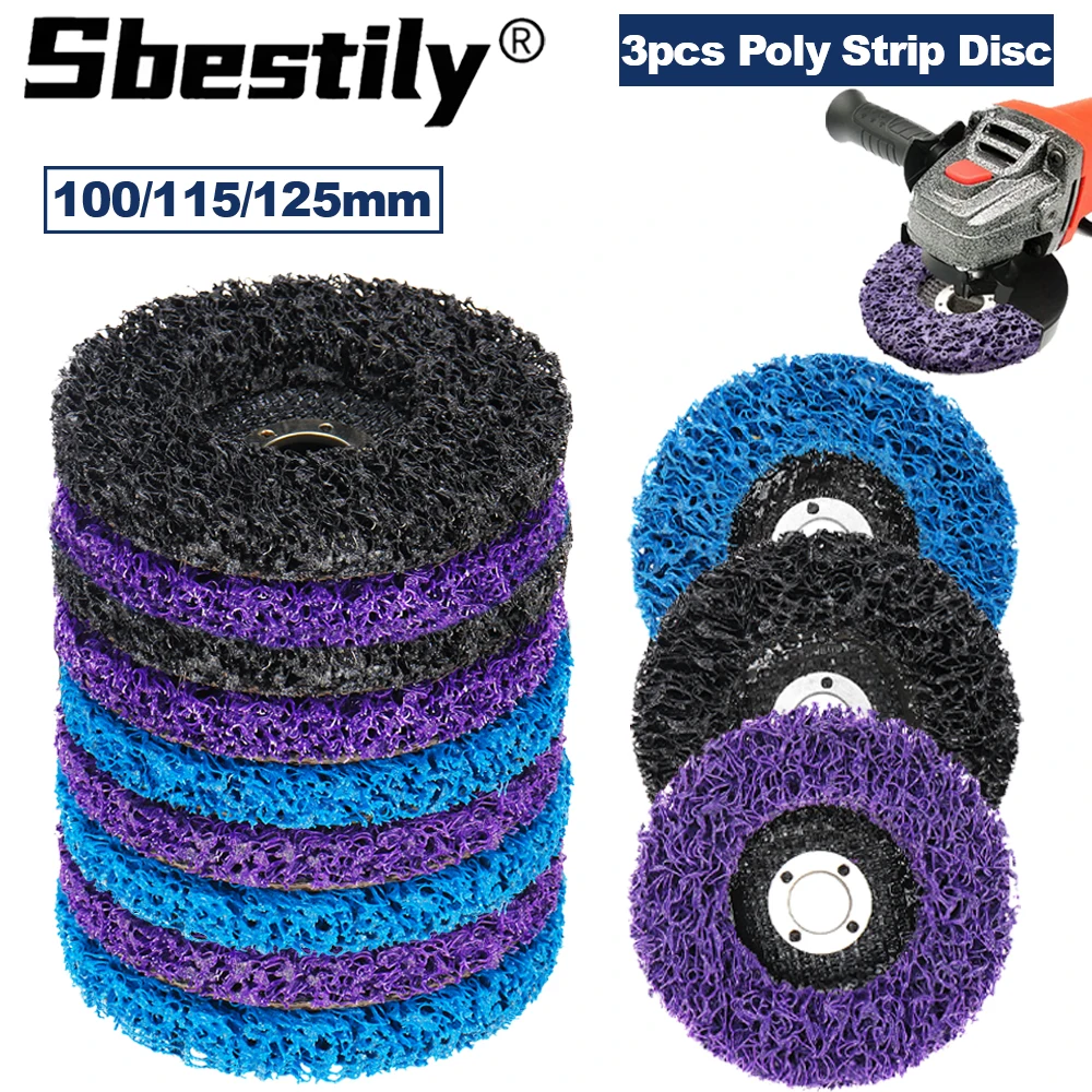 3pcs 100/115/125mm Coral Disc Poly Strip Disc Abrasive Wheel  Polishing Strip Disc Paint Rust Remover Clean For Angle Grinder