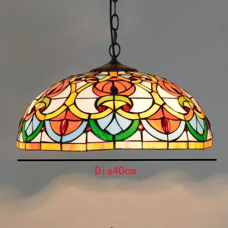 Europese stijl vintage Tiffany gekleurde glazen bar restaurant kroonluchter creatieve glazen lantaarn in landelijke stijl