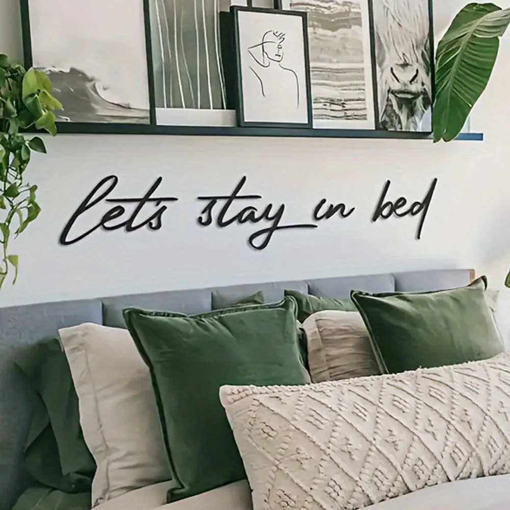 

Let's Stay in Bed Metal Wall Art Sculpture Inspired Home Decor Love Theme Valentine's Bedroom Indoor Sign Decor Gifts