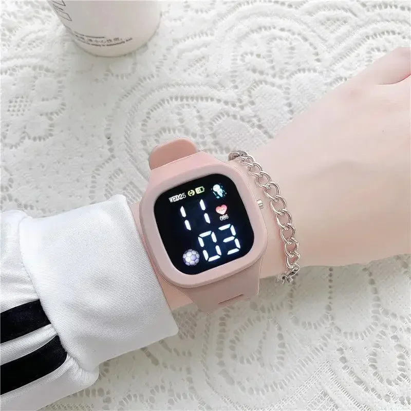 POPACC Simple Fashion Touch Screen Digital Wristwatches for Women Jelly Color Watch Student Daily Decoration