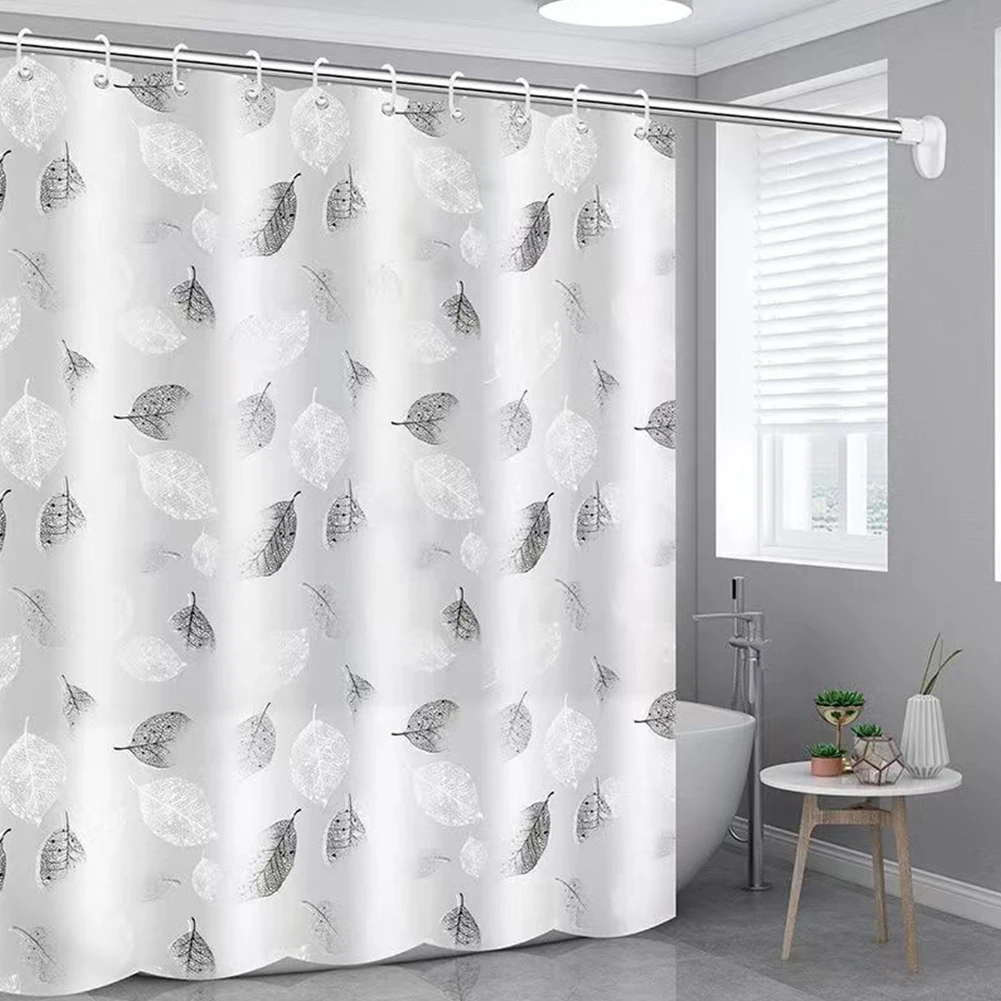 1pcs 150X180/180X180CM Waterproof PEVA Shower Curtain Leaf Pattern Bath Curtain With Hooks Home Bathroom Decor