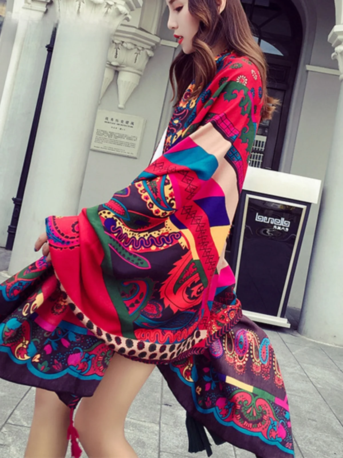 

Длинный шелковый шарф, женский этнический шарф для путешествий, пляжа, защита от солнца, большая верхняя одежда, весна-лето, Новое поступление