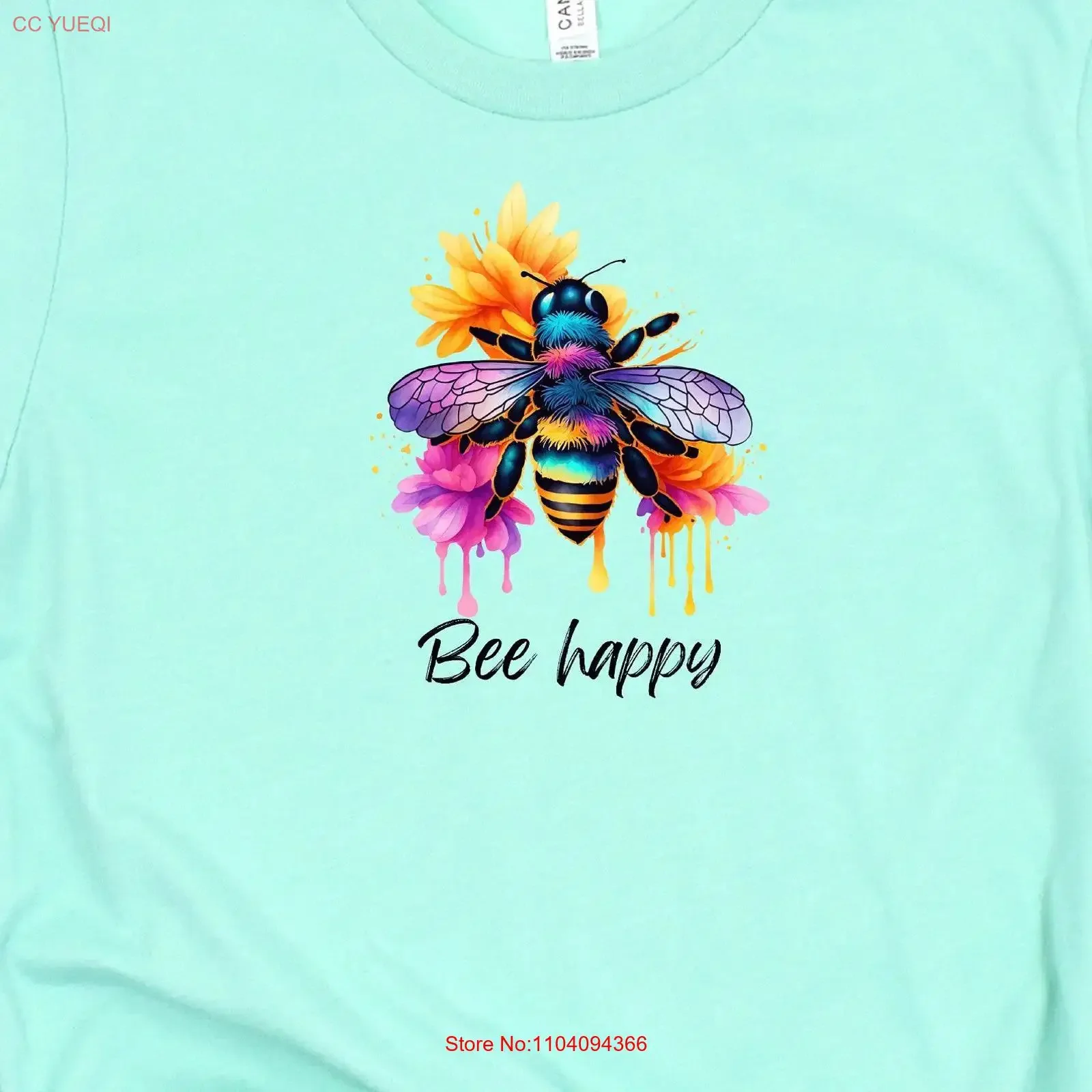 Summer T Shirt Bee Happy Save the Bees Birthday for Her Mom Fun Women's vintage Washed Stylish Versatile Unisex Comfortable