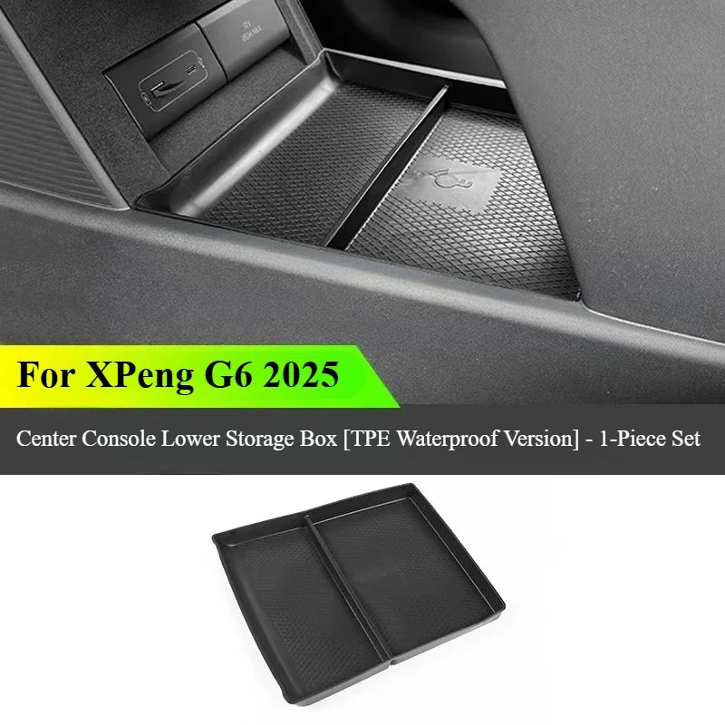 For XPeng G6 2025 Center Console Lower Storage Box Anti-Slip Car Interior Organizer Tray