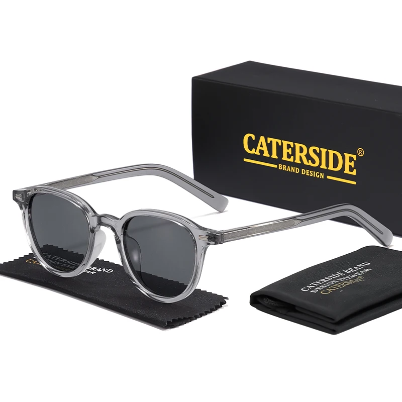 

CATERSIDE Retro Men's Round Polarized Sunglasses High Quality Tr-90 Frame Temple Tip Design Sun Glasses Women's Outdoor Eyewear