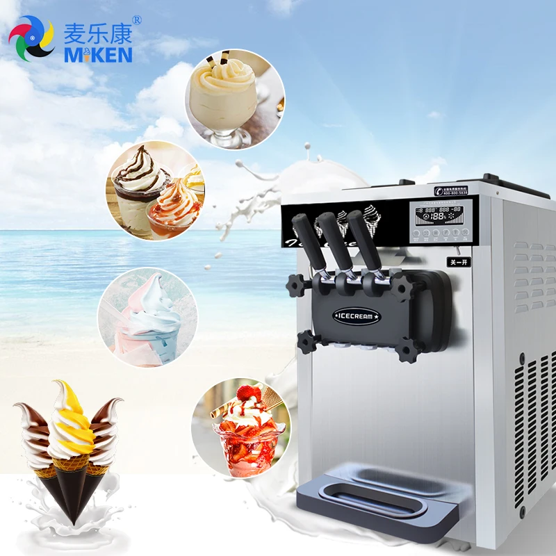 

Three Flavors Stainless Steel Commercial Soft Ice Cream Machine for Sale Shop Restaurant