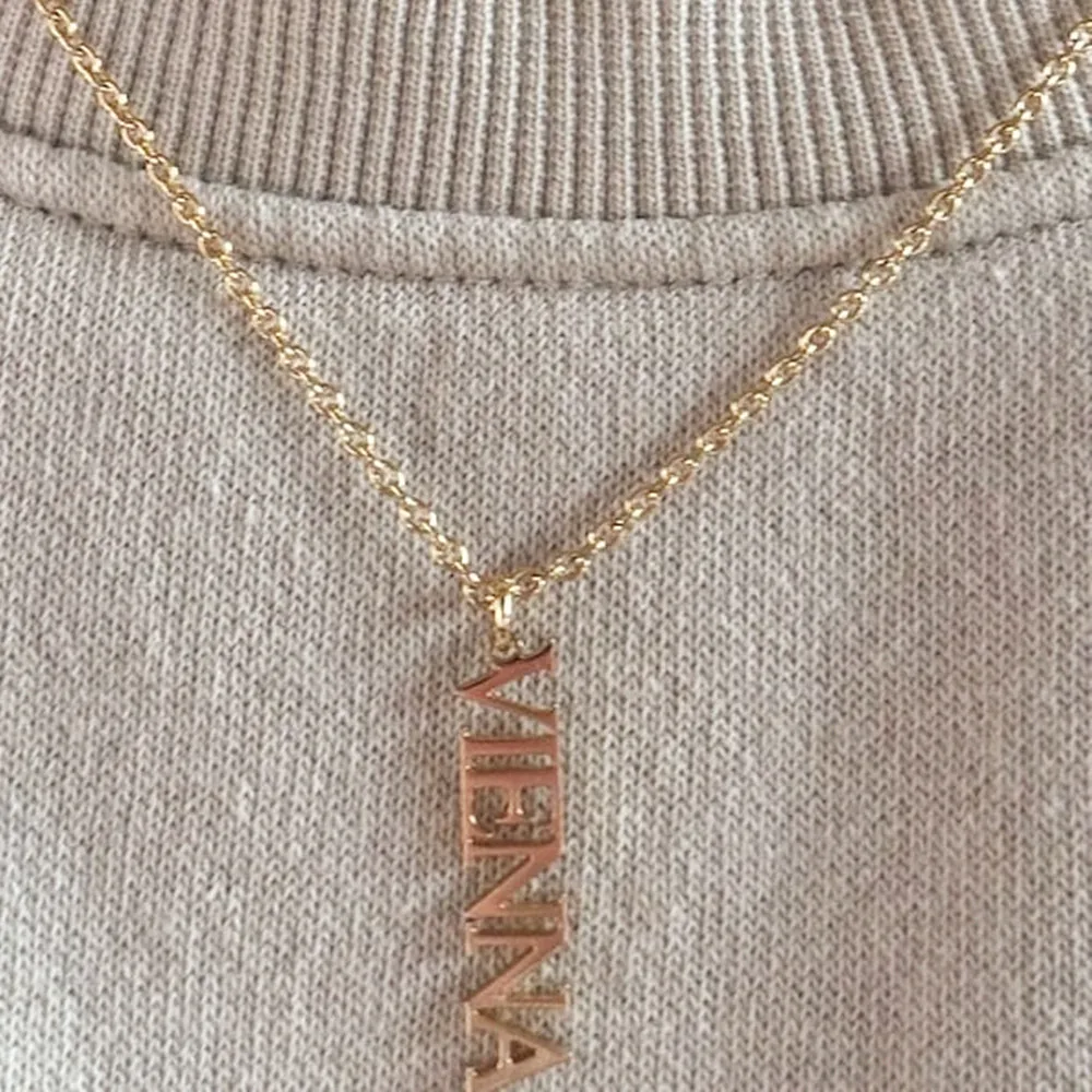 مخصص متعدد اسم قلادة الفولاذ المقاوم للصدأ الحد الأدنى مجوهرات عمودي قلادة بحرف أمي شقيقة هدية الكريسماس #2