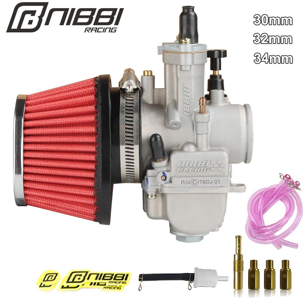 

NIBBI Motorcycle PWK 30/32/34mm Power Carburetor High Flow 55mm Air Filter for Yamaha Suzuki KTM 250cc-400cc Pitbike Motocross