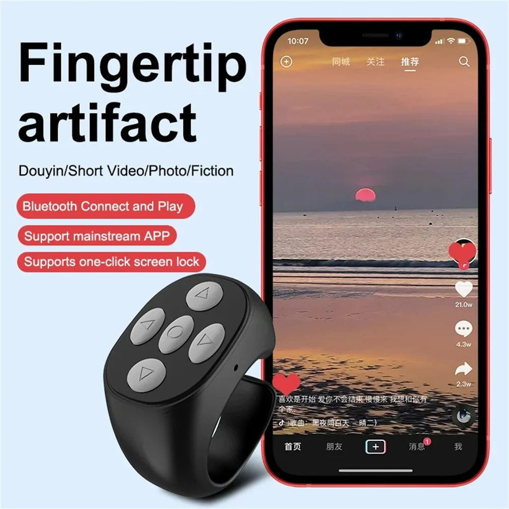 Bluetooth ForTik tok Remote Control Ring Gadget Flipping Selfie Controller Automatic Page Turner Browsing Ring For Mobile Phone
