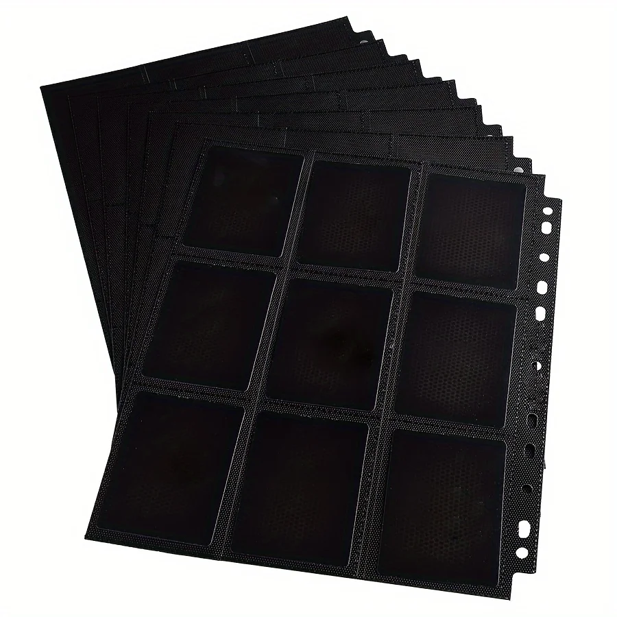 Imagem -04 - Black Trading Card Binder Páginas Carteira de Armazenamento Lado Dupla Face Carregando Pockets para 180 Game 9-pocket a4 10 Packs