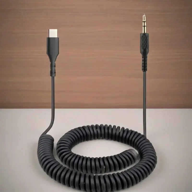 2025 New Premium Coiled Audios Cable Type C To 35mm Spring Wire For Monitor Major Earphone