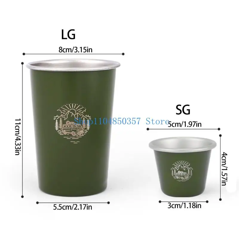 5ASD أكواب التخييم من الفولاذ المقاوم للصدأ لقهوة الشاي في الهواء الطلق استخدام مضغوطات مضغوطة الصدأ تحمل كوبًا سهلاً #6