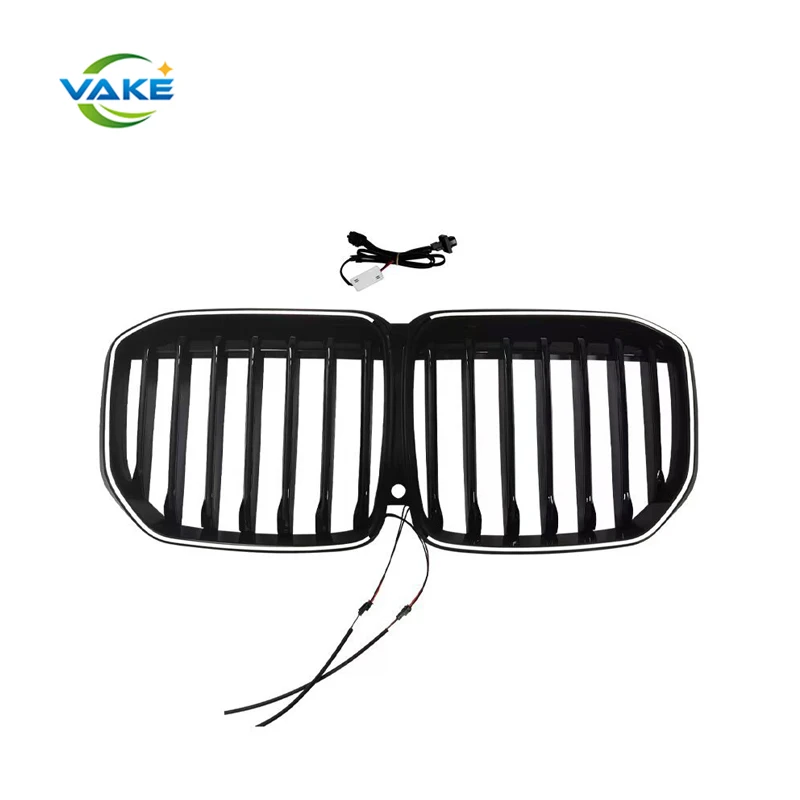 

Hot Sale Upgrade Front Car Grille Modified Parts Single Line Luminous LED Gloss Black Grill for BMW X7 G07 2020-2022