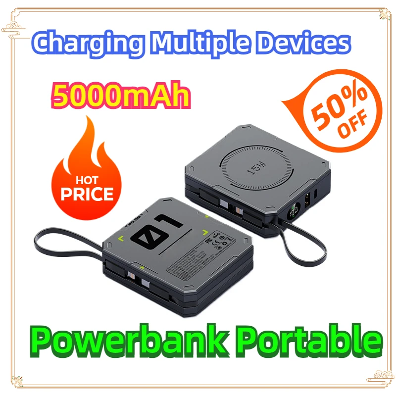 

Power Bank Supports Charging Multiple Devices At The Same Time Powerbank Portable 15W Wireless Fast Charging 5000mAh