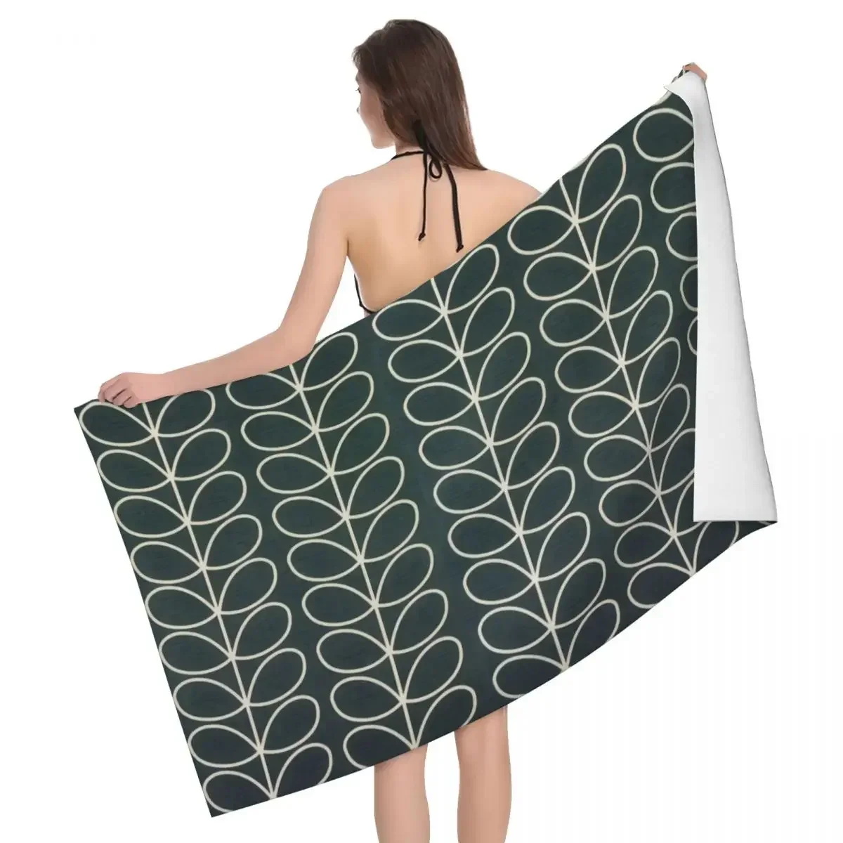 Custom Orla Kiely Linear Stem Grey Beach Bath Towel Microfiber Scandinavian Pool Towels