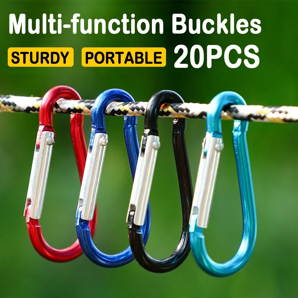 20 قطعة الألومنيوم المفاجئة هوك التخييم حلقة تسلق كليب التنزه الصيد السياحية Quickdraw زجاجة ماء مشبك تسلق اكسسوارات #3