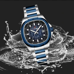 NAVIFORCE Original Watches Men's Fashion Square Style Sports Military Waterproof shockproof Date Display Wrist Watch Male Clocks