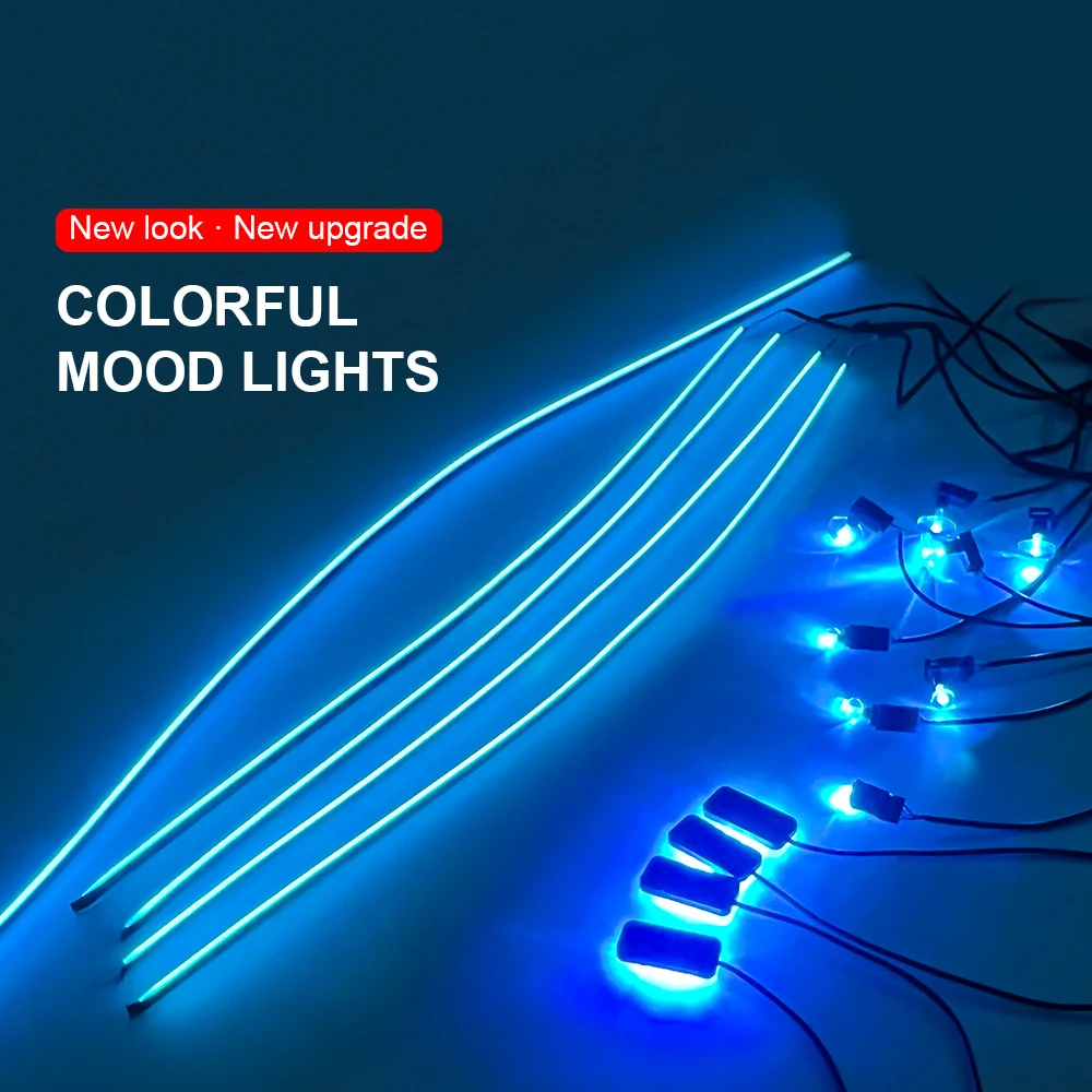 18 in 1 LED Car Ambient Light RGB 64 Color Acrylic Fiber Optic Guide Light Strip For Car Interior Decoration Atmosphere Lamp APP