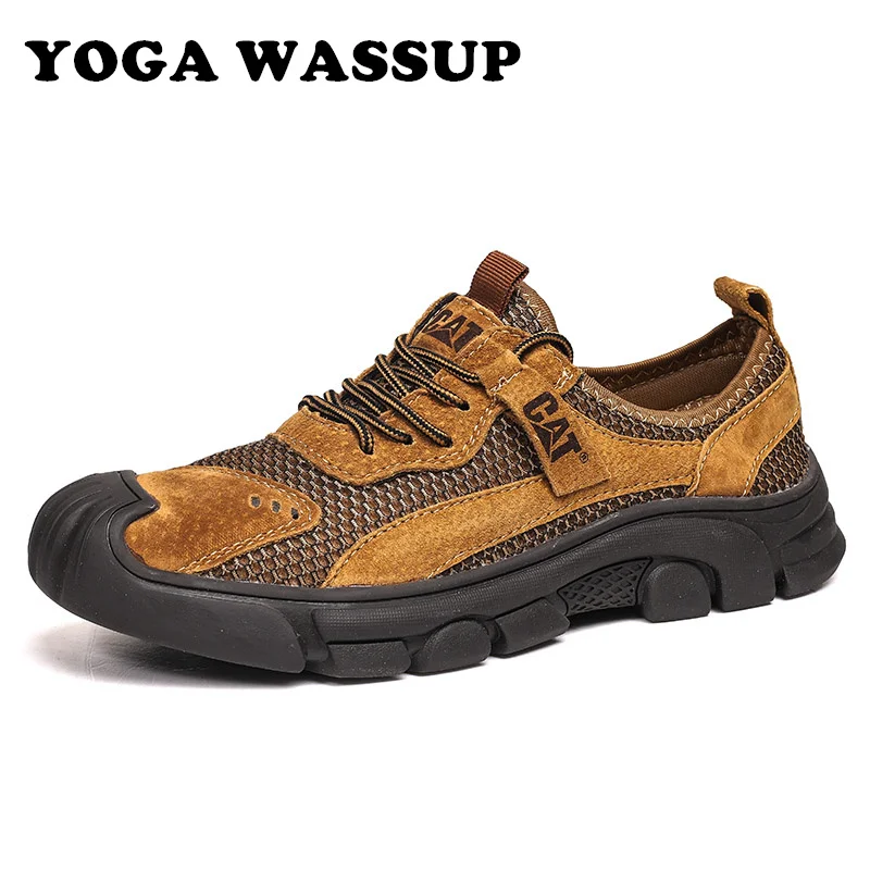 YOGA WASSUP-Men\'s Breathable Casual Hiking Shoes, Lace-Up Sneakers, Walking, Outdoor, Fashion, Sizes 38-45