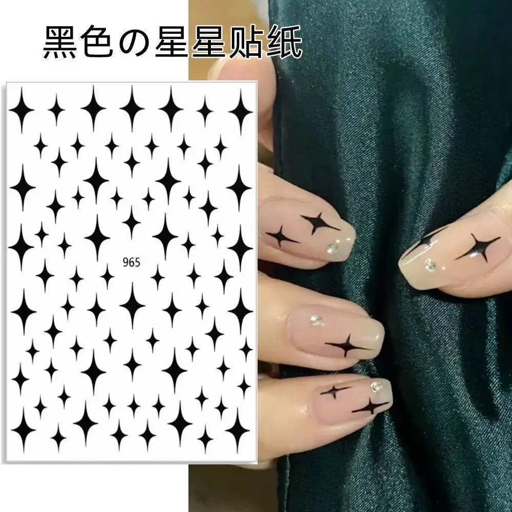Adesivo per unghie da 8 pezzi Adesivo adesivo stella a quattro punte, laser oro, argento, bianco e nero, adesivo per unghie, adesivo per nail art
