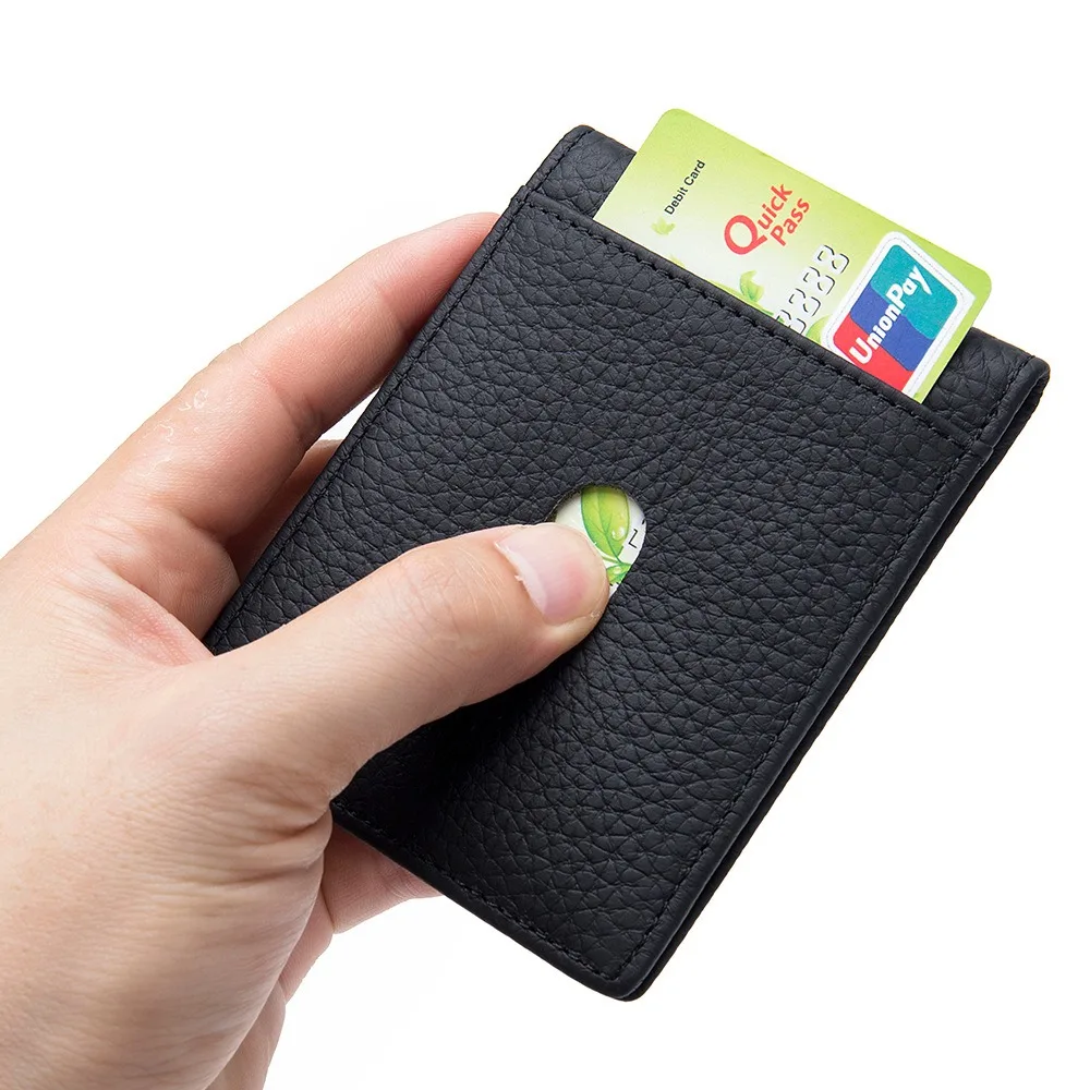 

Nesitu RFID Blocking Red Black Pink Grey Blue Green Genuine Leather Slim Thin Men Women Credit Card Holder M3415