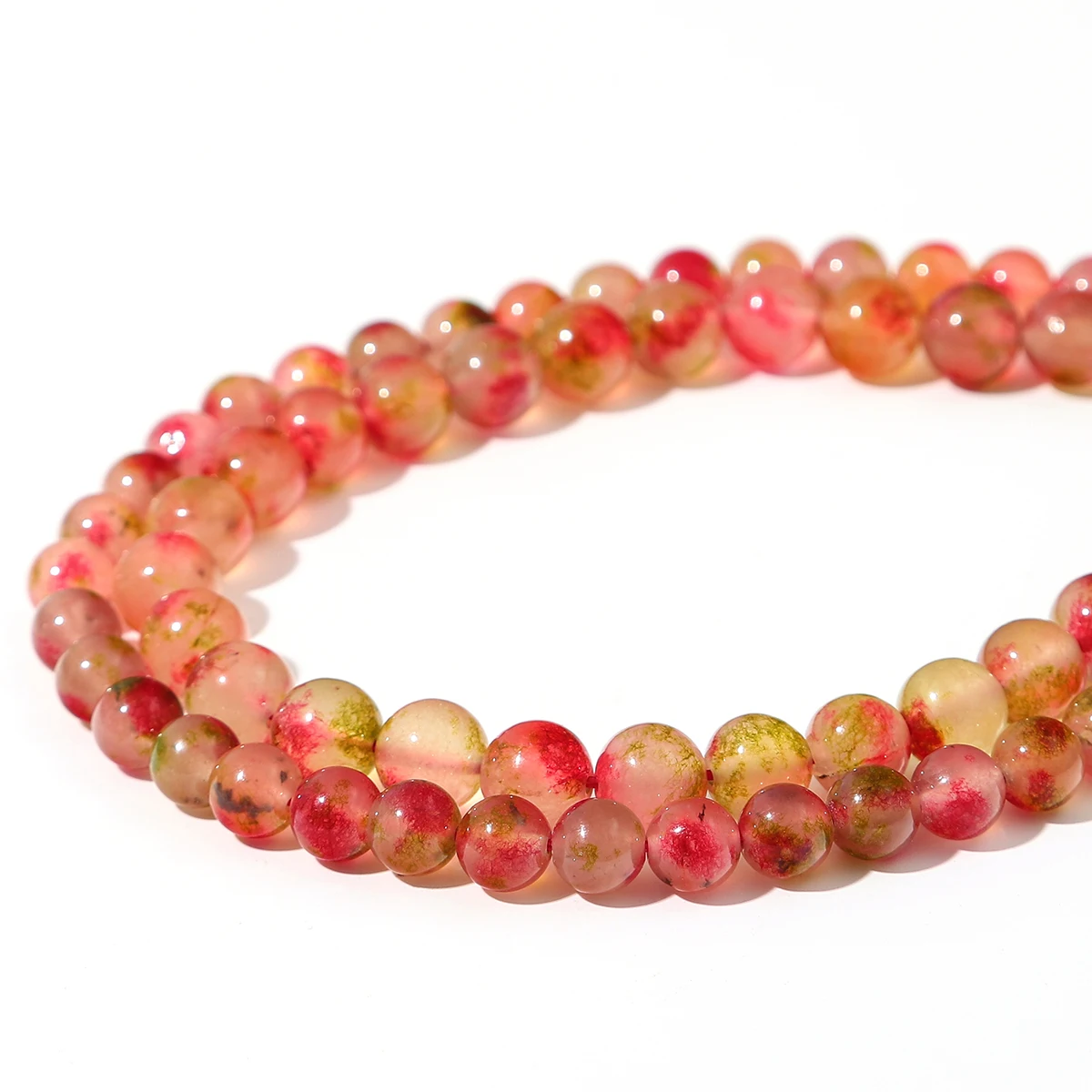 Modische natürliche Wassermelonen-Kristallstein-Perlen, runde lose Abstandsperlen für die Schmuckherstellung, DIY handgemachte Armbänder, Ohrringe, Accessoires – Detail 2