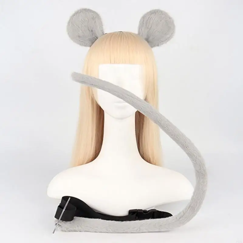 A9BF Mouse Wolf Animal Cosplay Kostuum Ears Tail Set Mouse Ear hoofdband met staart