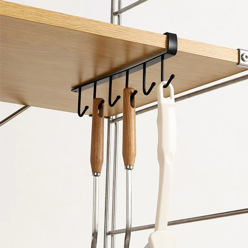 Colgador de cocina con ganchos de hierro, estante sin perforaciones, multifunción para colgador Gadgets de cocina, armario, organizador de platos