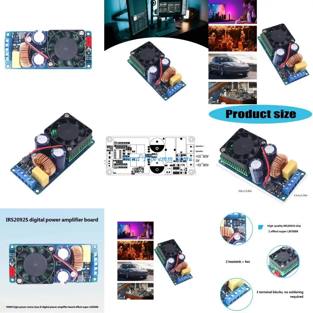 

H37F Professional HIFI Power Digital Power Amplifier Board Class D Stage Amplifier Board Module IRS2092S 500W Mono Channel