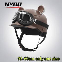 Motorcycle Helmet German Leather Style Pilot Motorcycle Open Face Retro Half Helmet Cruise Chopper Biker Helmet