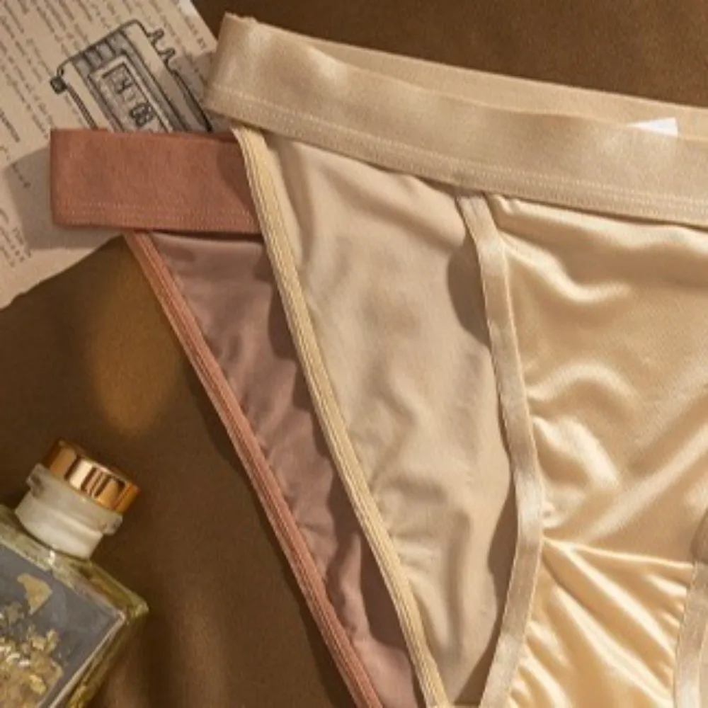 Modische Niedriggeschnittene Satin-Seiden-Slips Unterhosen Einfarbige Eisseiden-Höschen Nahtloser Baumwoll-Schritt Damenunterwäsche Mädchen – Detail 6