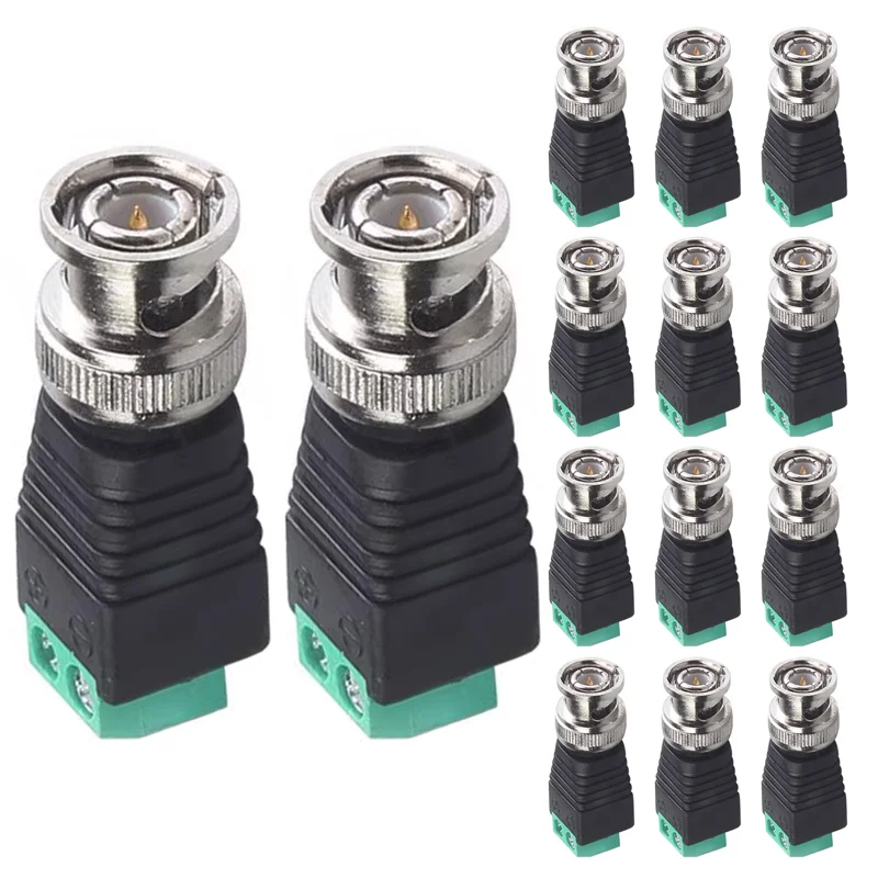 5/20PCS Male Metal BNC Connector with DC Connector Screw Terminal UTP Video Balun for CCTV Surveillance Camera CCTV system