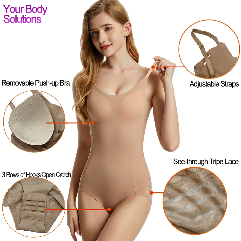 1PCS Women Seamless Bodysuit Shapewear, Tummy Control Waist Shaping Body Shaper, Butt Lifter Thong Brief Sculpting Underwear