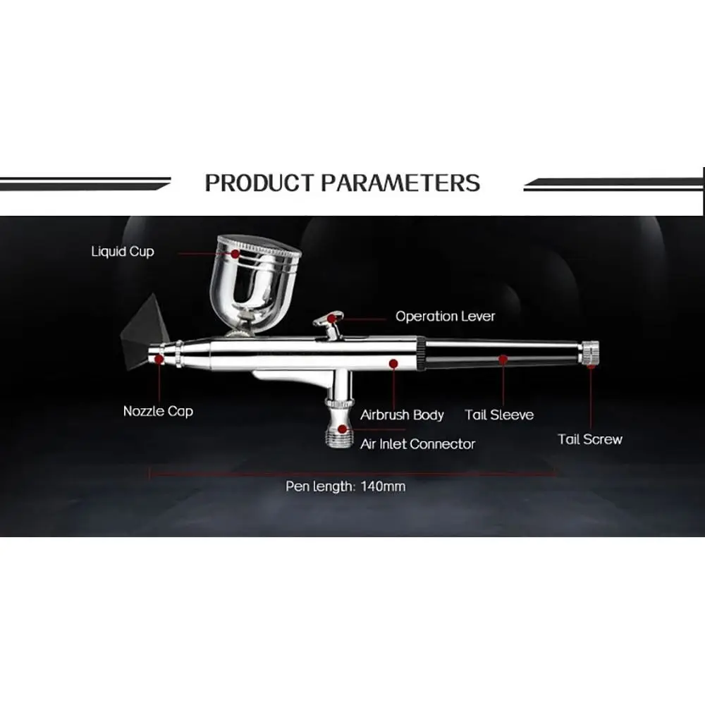 Airless Air Gravity Model Spraying Torch Dual Action HD-130 Mini Airbrush 0.3mm 2 Strokes Feed Spray Torch Face Art Beauty