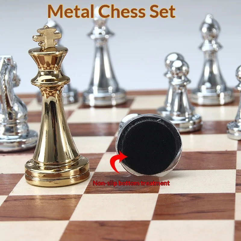 Factory direct sales of customized high-end metal chess sets, with chessboards and gift boxes