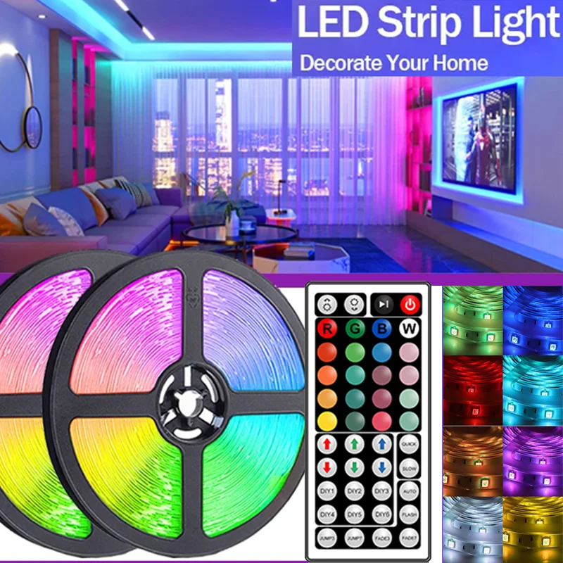 5050 RGB LED Strip Lights 5V USB Powered, Multi Color Changing Light Tape with 44 Keys Remote for Indoor Home Decor