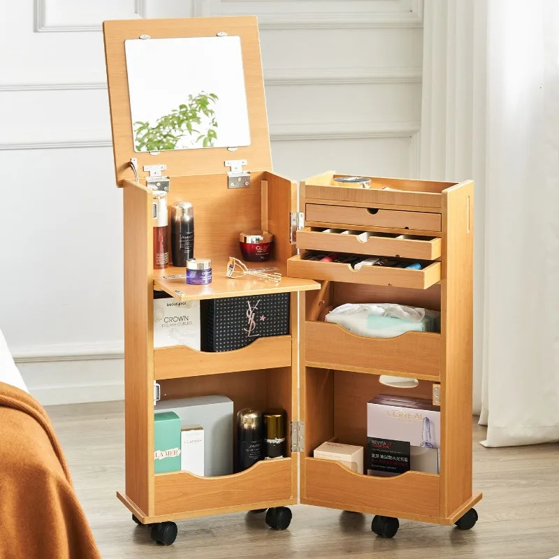 Bedside table, dresser, integrated simple modern bedroom, small apartment, multi-functional flip cover folding mini makeup table