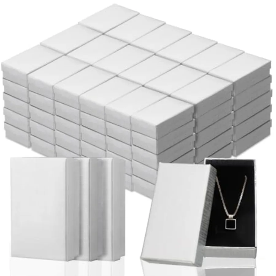 

100 шт. рождественские подарочные коробки для ювелирных изделий, оптовые крафт-картонные коробки для ювелирных изделий для ожерелья, серег, браслета, посылка для хранения