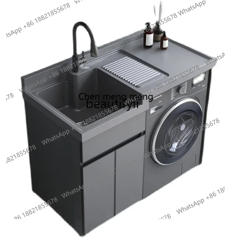 Space aluminumbalcony washing machine cabinet combination custom integrated laundry cabinet with rubbing board significant other