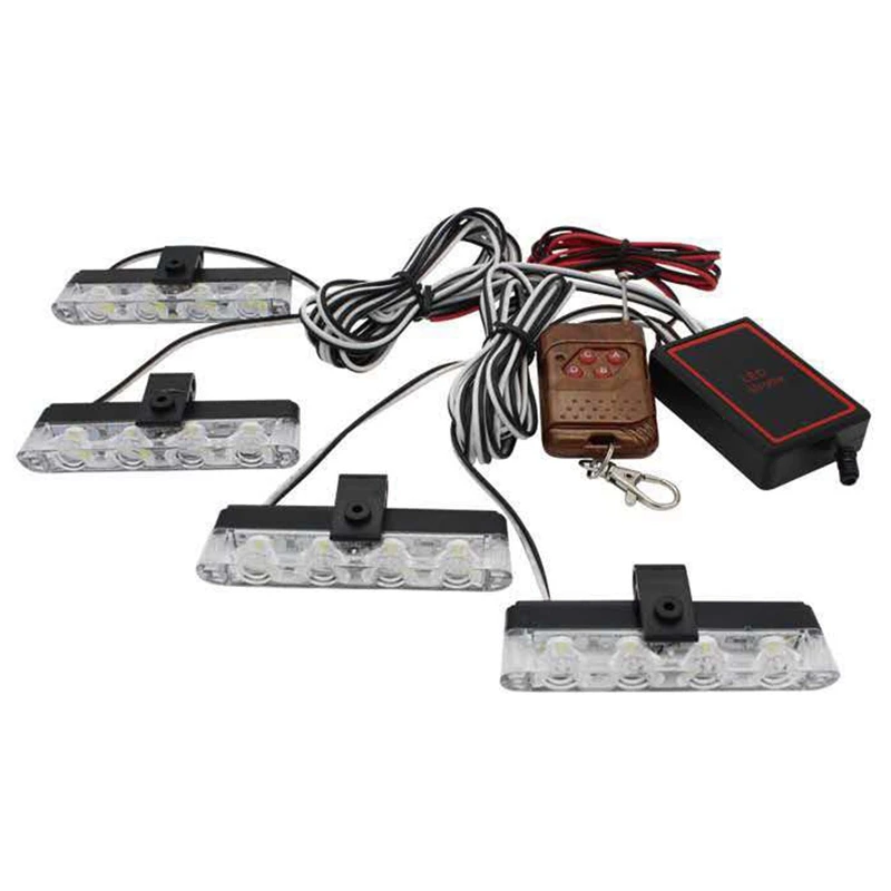 Auto 12V 16 LED auto rosso e blu polizia stroboscopica Flash Light Dash avviso di emergenza