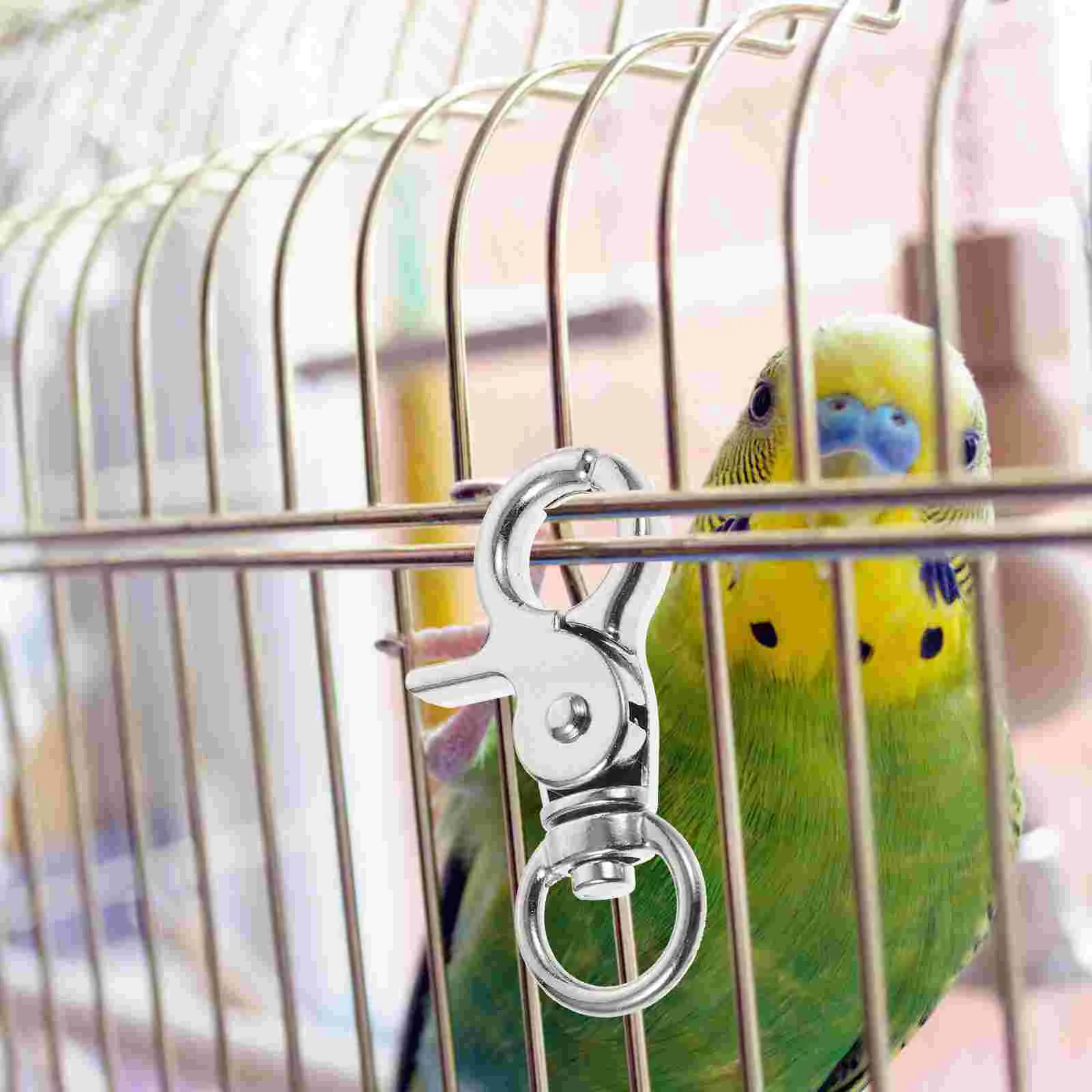 

5 Pcs Safety Birdcage Lock Bunny Keychain for Parrot Hooks Stainless Steel Metal Clips Cages